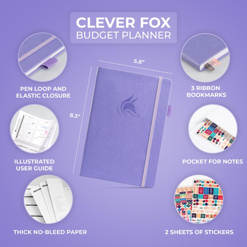 Clever Fox Budget Planner - Expense Tracker Notebook. Monthly Budgeting Organizer, Finance Logbook & Accounts Book, Bill Tracker, A5 (Lavender) - Image 2